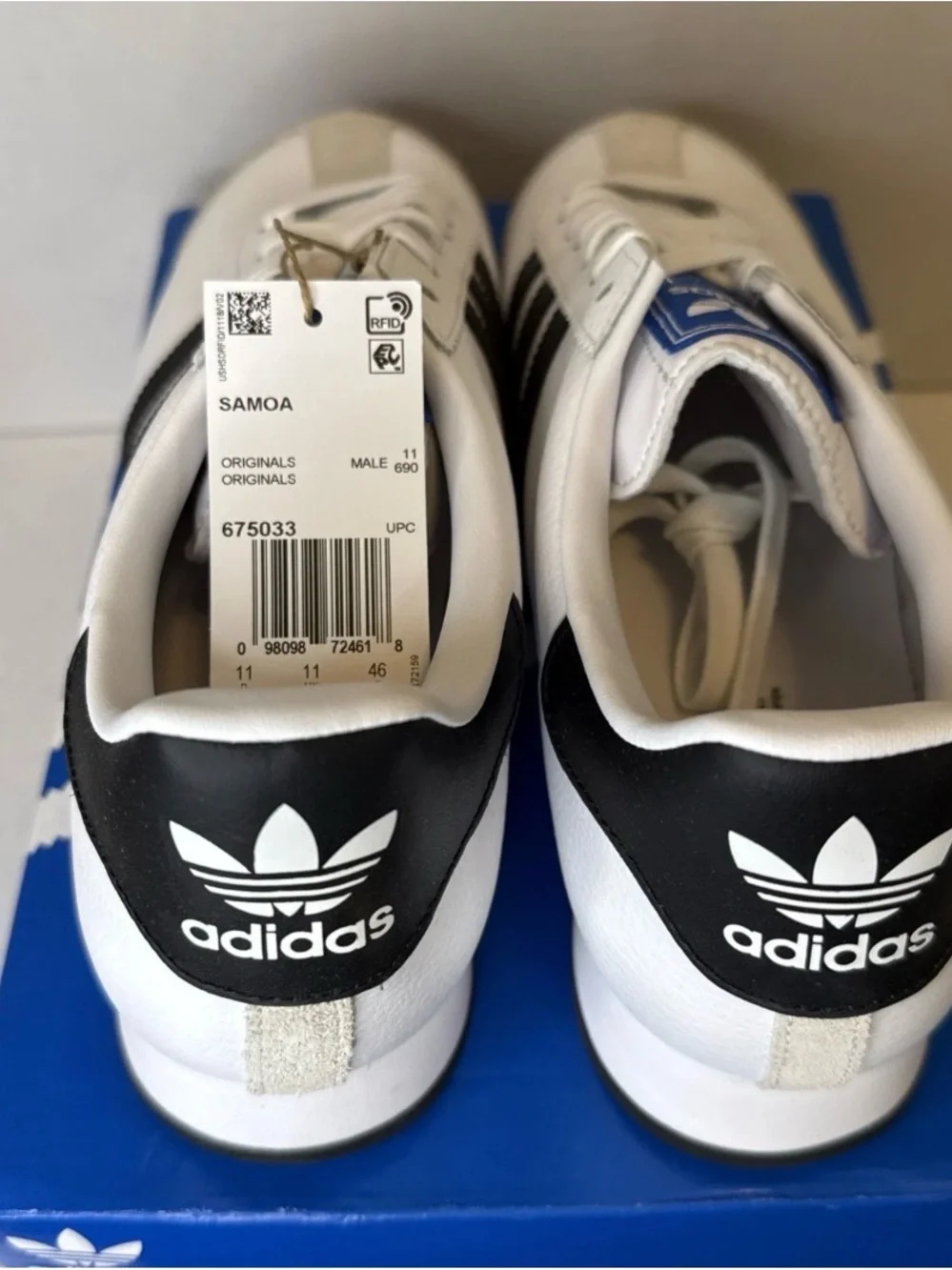 Adidas Samoa White Black Leather Sneakers 11.5 men’s NEW